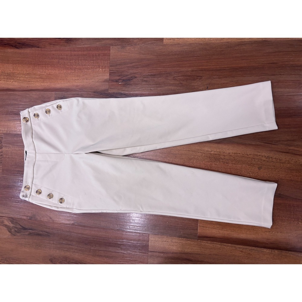 Rachel Zoe Womens Cream Sailor Button High Rise Straight Leg Trousers Pants